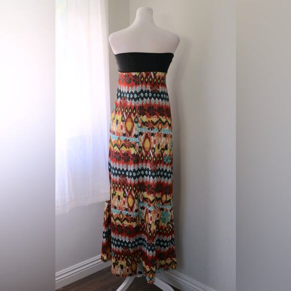 Drama Gold Multicolor Beaded Bandeau Maxi Dress - Picture 7 of 9